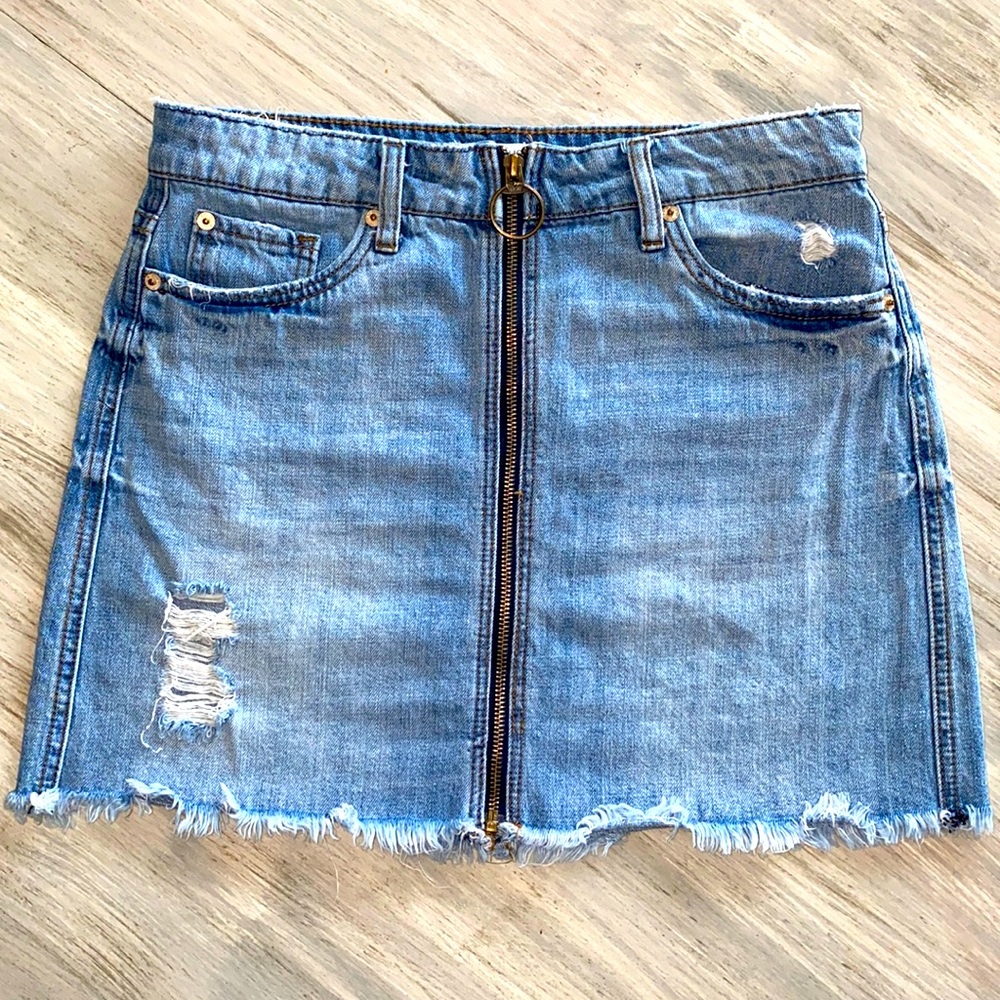 Front zip Jean skirt